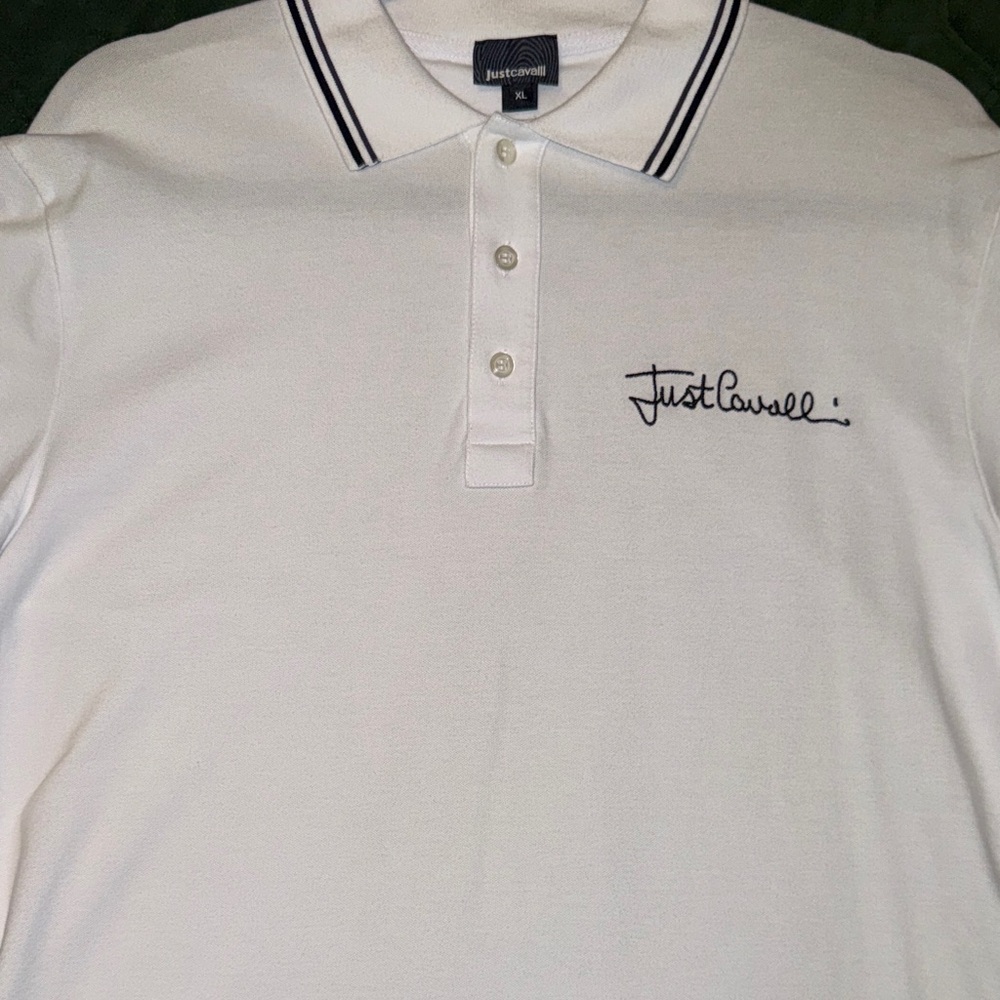 Just Cavalli White Polo with Black Accents